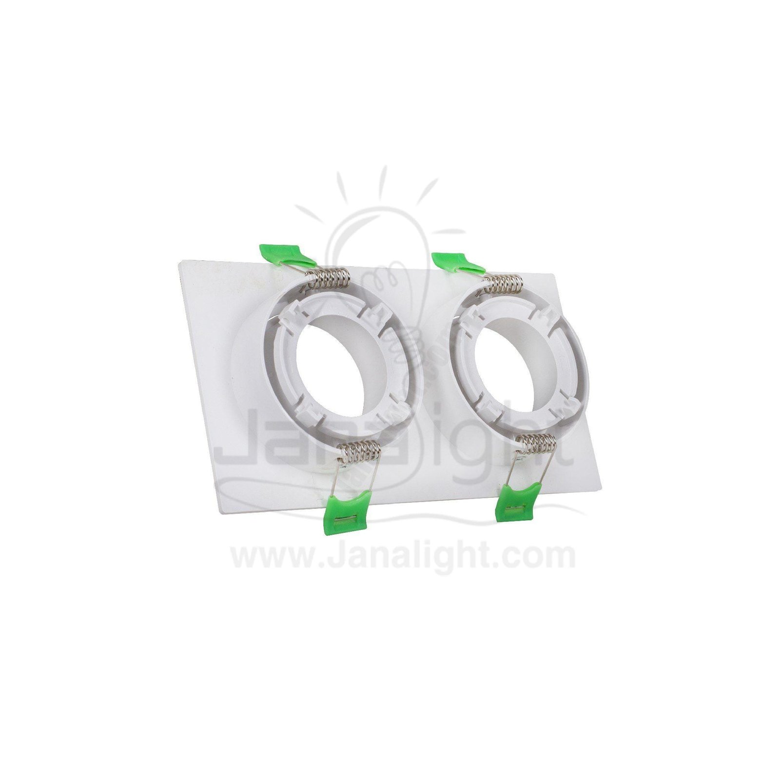 سبوت لايت فارغ متحرك مستطيل 2 عين بلاستك ابيض جنى لايت Jn406 Double Square White Spotlight Frame